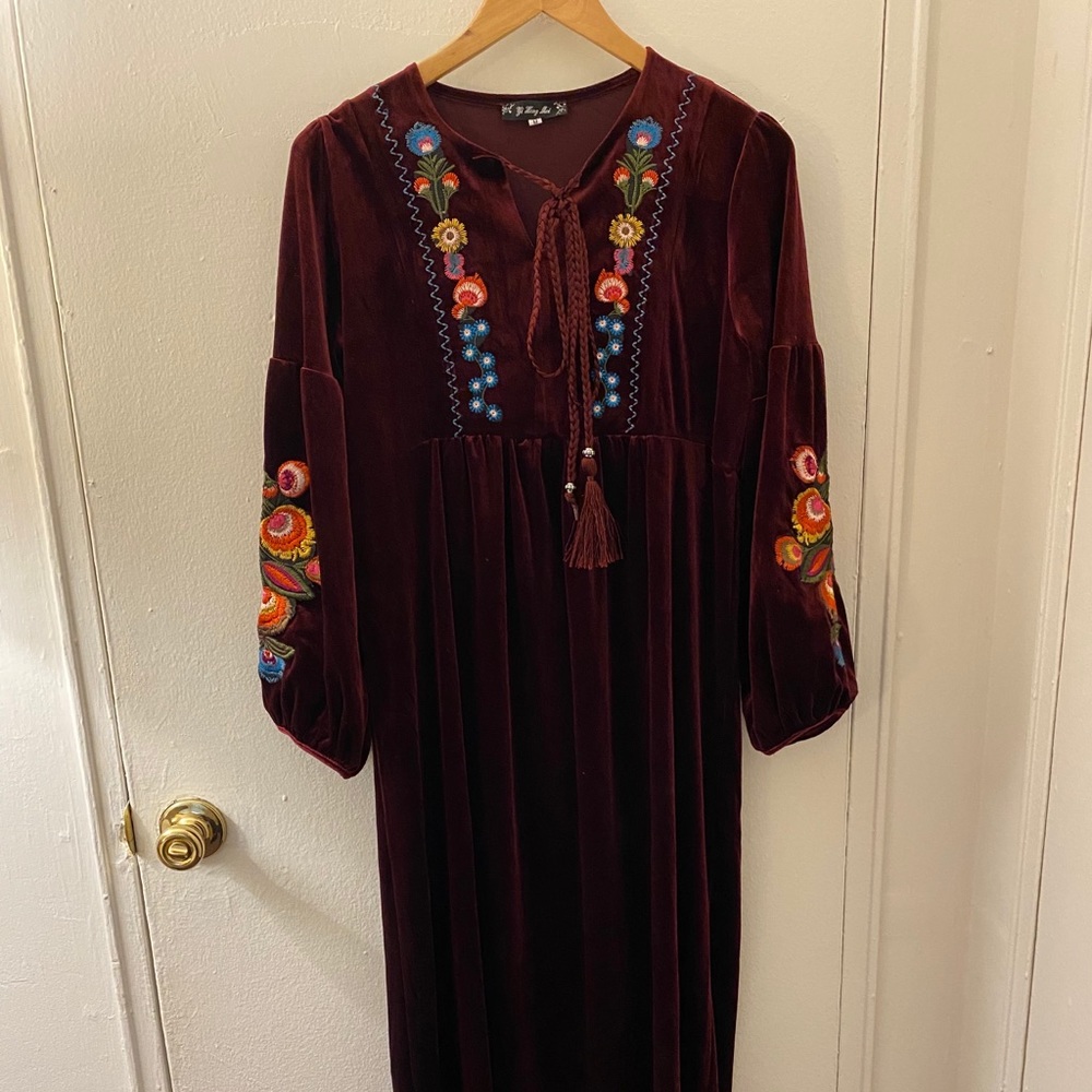 COPY - Maroon velvet maxi dress